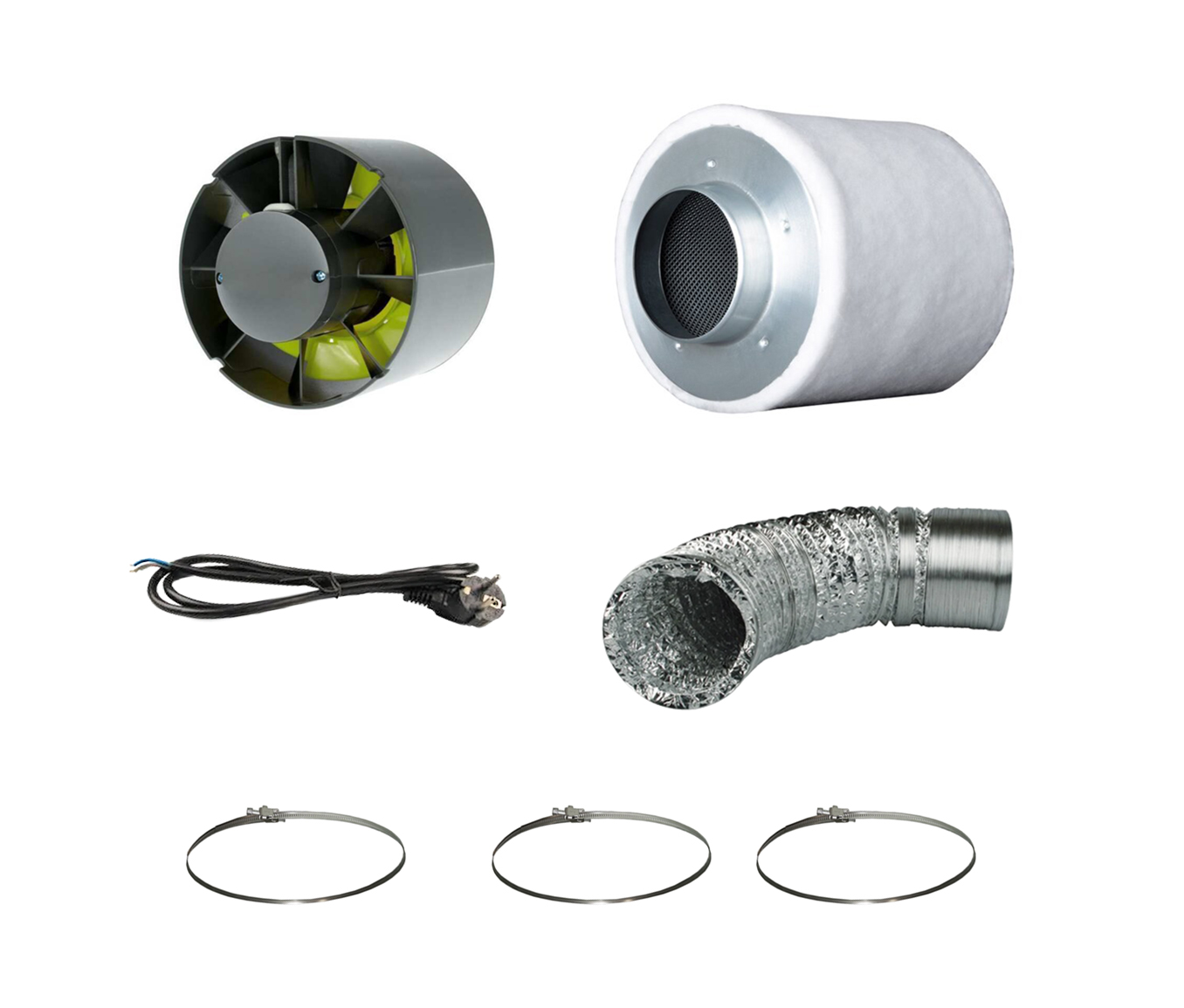 Abluft Komplett Set Eco Mini mit 2 zusätzlichen Klemmen
